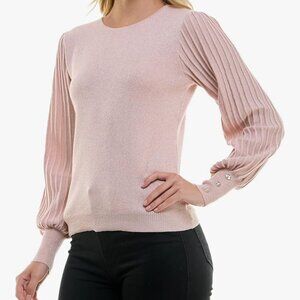 Womens Elegant Lurex Rid Sleeve Pullover Sweater